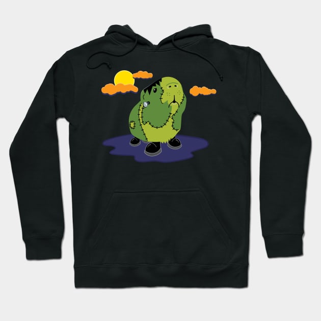 Funny Halloween Frankenstein Monster Guinea Pig, Cavy Hoodie by cottoncanvas